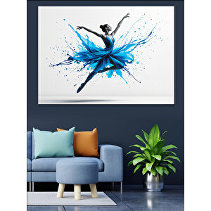 Mavi Elbiseli Balerin Dekoratif Kanvas - Mdf Ahşap Tablo 35x50 cm