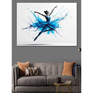 Mavi Elbiseli Balerin Dekoratif Kanvas - Mdf Ahşap Tablo