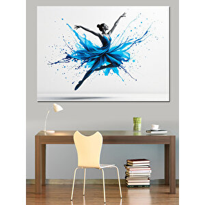 Mavi Elbiseli Balerin Dekoratif Kanvas - Mdf Ahşap Tablo