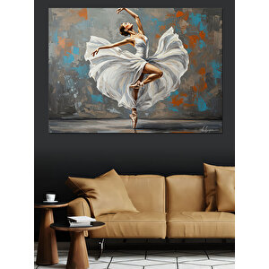 Beyaz Elbiseli Balerin Dekoratif Kanvas - Mdf Ahşap Tablo 70x100 cm