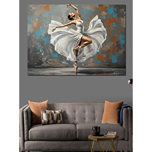 Beyaz Elbiseli Balerin Dekoratif Kanvas - Mdf Ahşap Tablo 70x100 cm