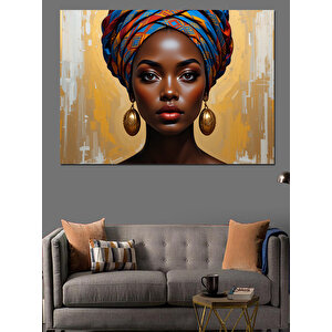 Afrikalı Kadın Portresi Sanatı Dekoratif Kanvas - Mdf Ahşap Tablo