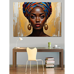 Afrikalı Kadın Portresi Sanatı Dekoratif Kanvas - Mdf Ahşap Tablo