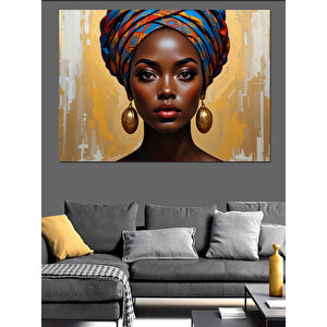 Afrikalı Kadın Portresi Sanatı Dekoratif Kanvas - Mdf Ahşap Tablo 100x140 cm