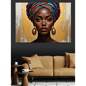 Afrikalı Kadın Portresi Sanatı Dekoratif Kanvas - Mdf Ahşap Tablo 100x140 cm