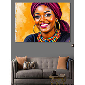 Neşeli Afrika Kadını Dekoratif Kanvas - Mdf Ahşap Tablo