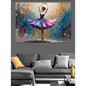 Soyut Fırça Balerin Dekoratif Kanvas - Mdf Ahşap Tablo 50x70 cm
