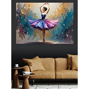 Soyut Fırça Balerin Dekoratif Kanvas - Mdf Ahşap Tablo 50x70 cm