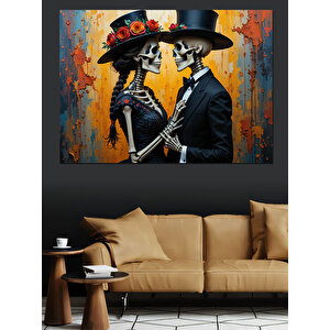 İskelet Damat Figürü Dekoratif Kanvas - Mdf Ahşap Tablo 70x100 cm