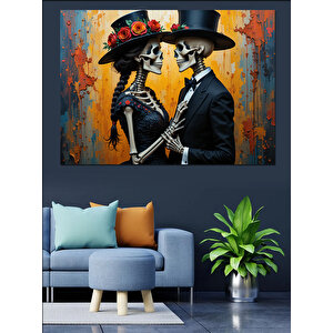 İskelet Damat Figürü Dekoratif Kanvas - Mdf Ahşap Tablo 100x140 cm
