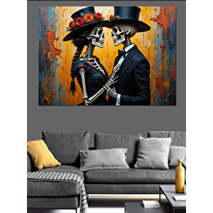 İskelet Damat Figürü Dekoratif Kanvas - Mdf Ahşap Tablo