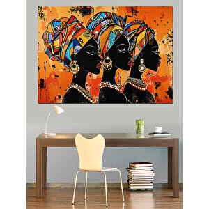 Afrika Kadın Portreleri Dekoratif Kanvas - Mdf Ahşap Tablo 100x140 cm