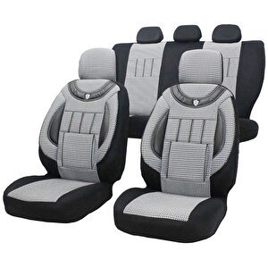 Hyundai Ioniq 6 Uyumlu Jakarlı Oto Koltuk Kılıfı Gri-Siyah