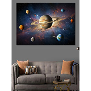 Gezegenler Ve Uzay Dekoratif Kanvas - Mdf Ahşap Tablo 50x70 cm