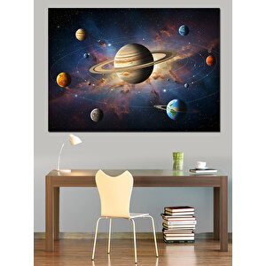 Gezegenler Ve Uzay Dekoratif Kanvas - Mdf Ahşap Tablo 50x70 cm