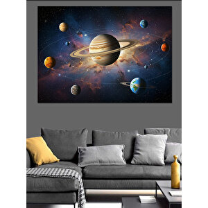 Gezegenler Ve Uzay Dekoratif Kanvas - Mdf Ahşap Tablo 50x70 cm