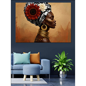Afrikalı Kadın Portresi Dekoratif Kanvas - Mdf Ahşap Tablo 100x140 cm