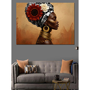 Afrikalı Kadın Portresi Dekoratif Kanvas - Mdf Ahşap Tablo 100x140 cm