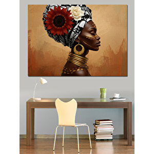 Afrikalı Kadın Portresi Dekoratif Kanvas - Mdf Ahşap Tablo 100x140 cm