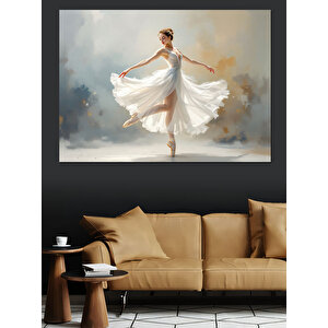 Beyaz Elbiseli Balerin Dekoratif Kanvas - Mdf Ahşap Tablo