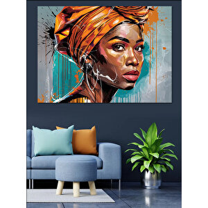 Turuncu Şapkalı Kadın Dekoratif Kanvas - Mdf Ahşap Tablo 25x35 cm