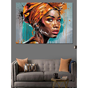 Turuncu Şapkalı Kadın Dekoratif Kanvas - Mdf Ahşap Tablo 25x35 cm