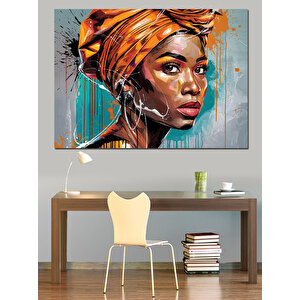 Turuncu Şapkalı Kadın Dekoratif Kanvas - Mdf Ahşap Tablo 25x35 cm