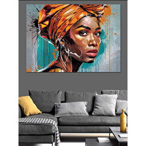 Turuncu Şapkalı Kadın Dekoratif Kanvas - Mdf Ahşap Tablo