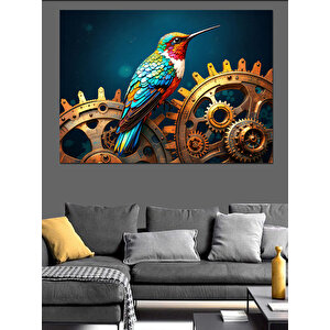 Dişli Arasında Renkli Saka Dekoratif Kanvas - Mdf Ahşap Tablo 25x35 cm