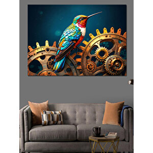 Dişli Arasında Renkli Saka Dekoratif Kanvas - Mdf Ahşap Tablo