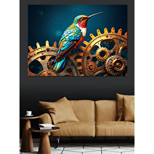 Dişli Arasında Renkli Saka Dekoratif Kanvas - Mdf Ahşap Tablo 100x140 cm