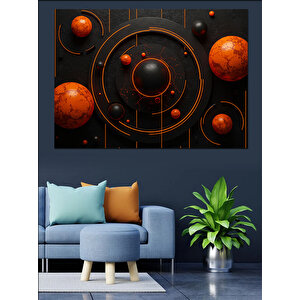 Soyut Geometrik Gezegenler Dekoratif Kanvas - Mdf Ahşap Tablo 70x100 cm