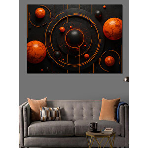 Soyut Geometrik Gezegenler Dekoratif Kanvas - Mdf Ahşap Tablo 70x100 cm