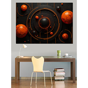 Soyut Geometrik Gezegenler Dekoratif Kanvas - Mdf Ahşap Tablo