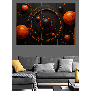 Soyut Geometrik Gezegenler Dekoratif Kanvas - Mdf Ahşap Tablo