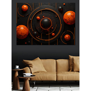 Soyut Geometrik Gezegenler Dekoratif Kanvas - Mdf Ahşap Tablo 35x50 cm