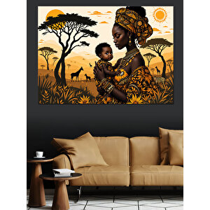 Afrikalı Anne Ve Çocuk Dekoratif Kanvas - Mdf Ahşap Tablo 70x100 cm