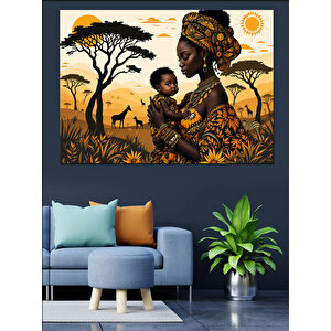 Afrikalı Anne Ve Çocuk Dekoratif Kanvas - Mdf Ahşap Tablo 70x100 cm