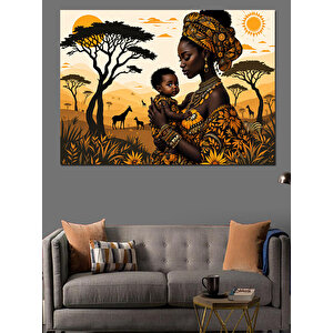Afrikalı Anne Ve Çocuk Dekoratif Kanvas - Mdf Ahşap Tablo 70x100 cm