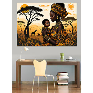 Afrikalı Anne Ve Çocuk Dekoratif Kanvas - Mdf Ahşap Tablo
