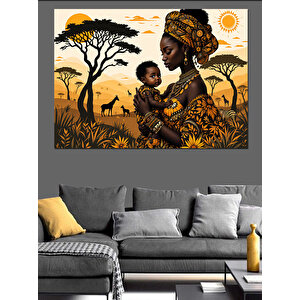Afrikalı Anne Ve Çocuk Dekoratif Kanvas - Mdf Ahşap Tablo