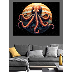 Kırmızı Gezegenin Ahtapotu Dekoratif Kanvas - Mdf Ahşap Tablo 70x100 cm