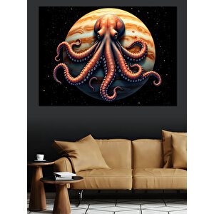 Kırmızı Gezegenin Ahtapotu Dekoratif Kanvas - Mdf Ahşap Tablo 70x100 cm