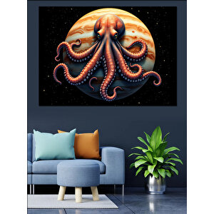 Kırmızı Gezegenin Ahtapotu Dekoratif Kanvas - Mdf Ahşap Tablo 70x100 cm