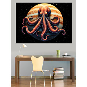 Kırmızı Gezegenin Ahtapotu Dekoratif Kanvas - Mdf Ahşap Tablo