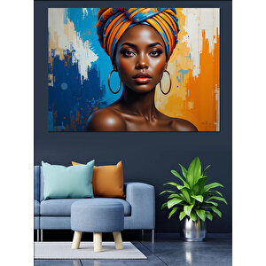 Afrikalı Kadın Renkli Portre Dekoratif Kanvas - Mdf Ahşap Tablo