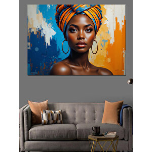 Afrikalı Kadın Renkli Portre Dekoratif Kanvas - Mdf Ahşap Tablo