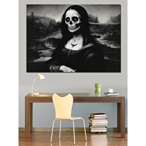 İskelet Mona Lisa Dekoratif Kanvas - Mdf Ahşap Tablo