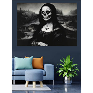 İskelet Mona Lisa Dekoratif Kanvas - Mdf Ahşap Tablo 100x140 cm