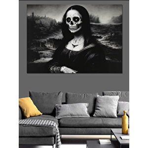 İskelet Mona Lisa Dekoratif Kanvas - Mdf Ahşap Tablo